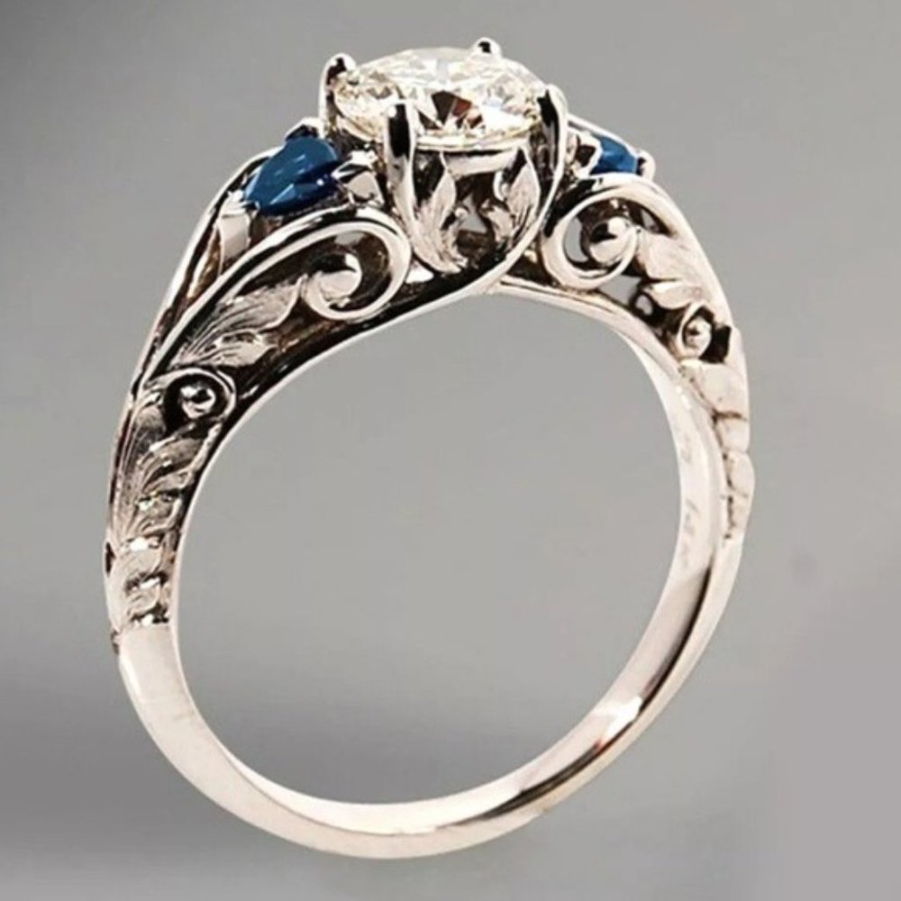 Blue Sapphire White Gold Ring